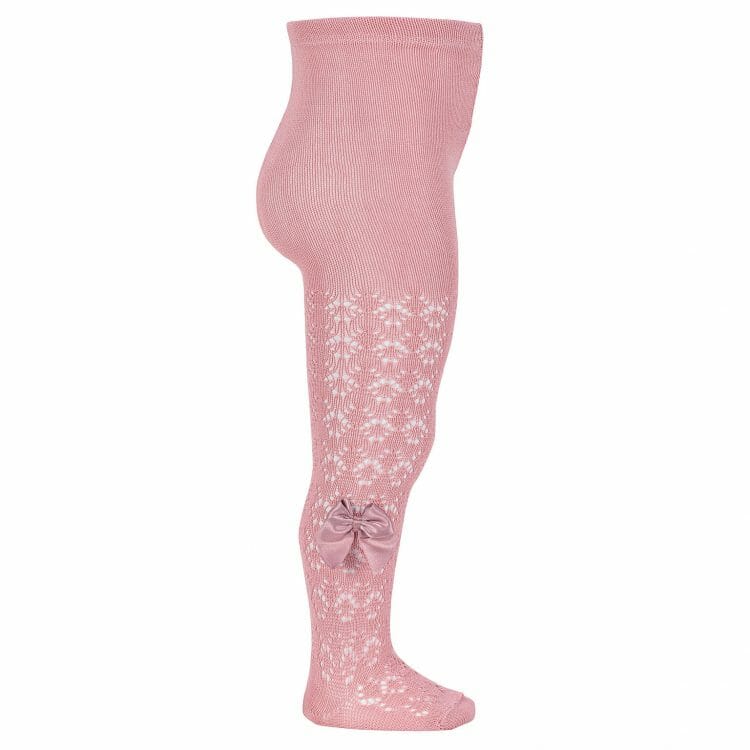 Pink geometric tights with satin bow - Cóndor