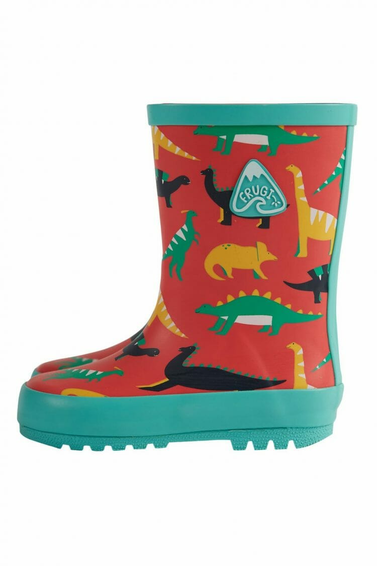 Red Jurassic coast rubber boots for kids - Frugi