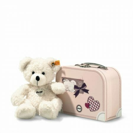 White Teddy bear Lotte in pink suitcase - Steiff
