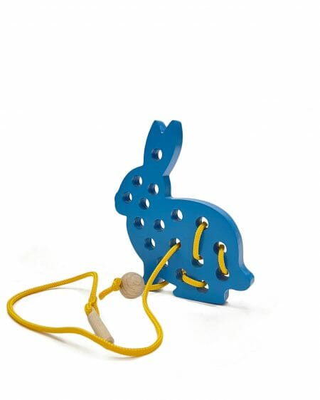 Blue Mr Bunny Lacing toy - Joy of Nature