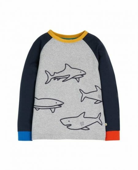 Pelēks zēnu garroku krekls ar haizivīm - Frugi