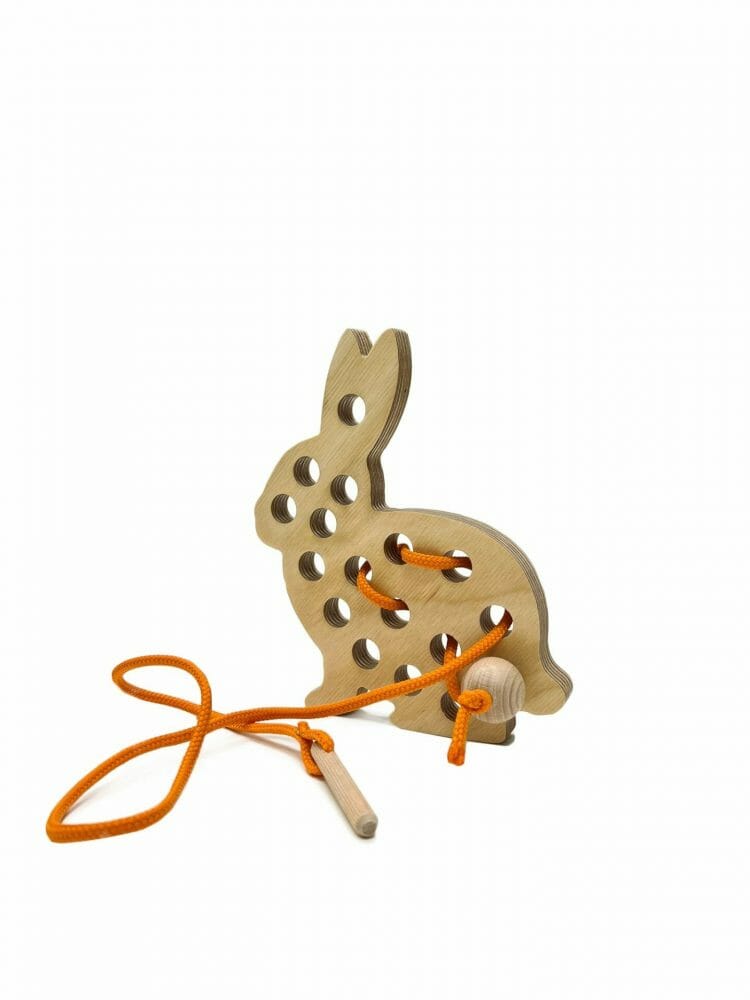 Mr Bunny Lacing toy in wood - Joy of Nature