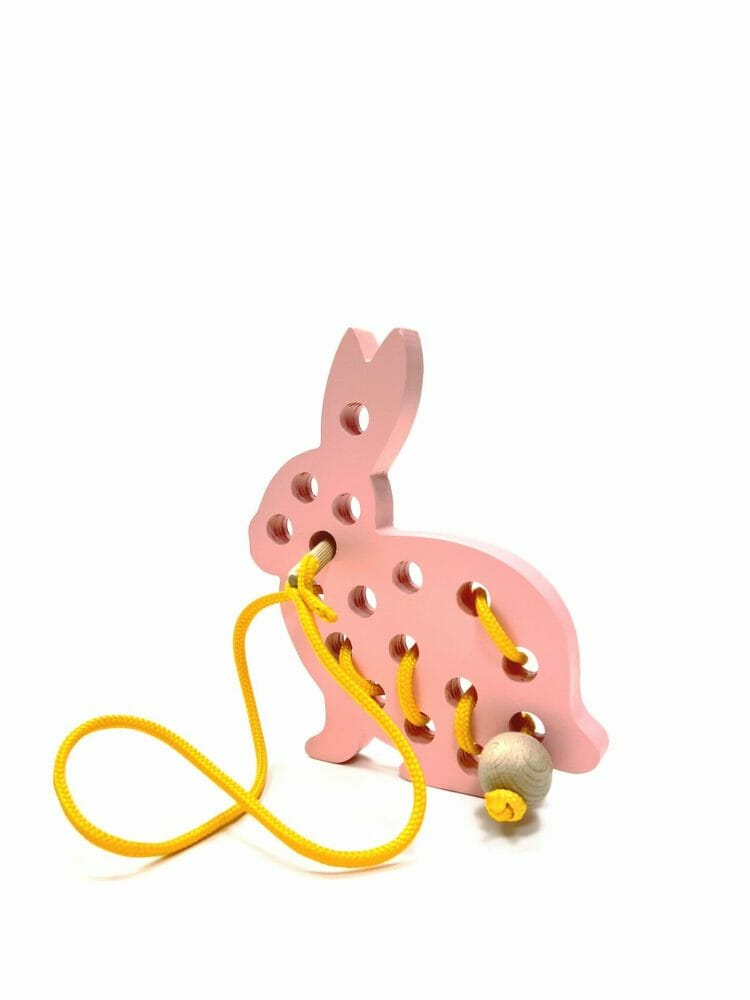 Pink Mr Bunny Lacing toy - Joy of Nature