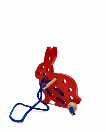 Red Mr Bunny Lacing toy - Joy of Nature