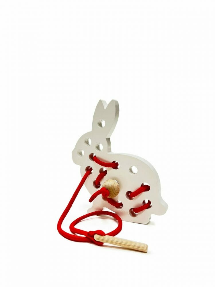 White Mr Bunny Lacing toy - Joy of Nature