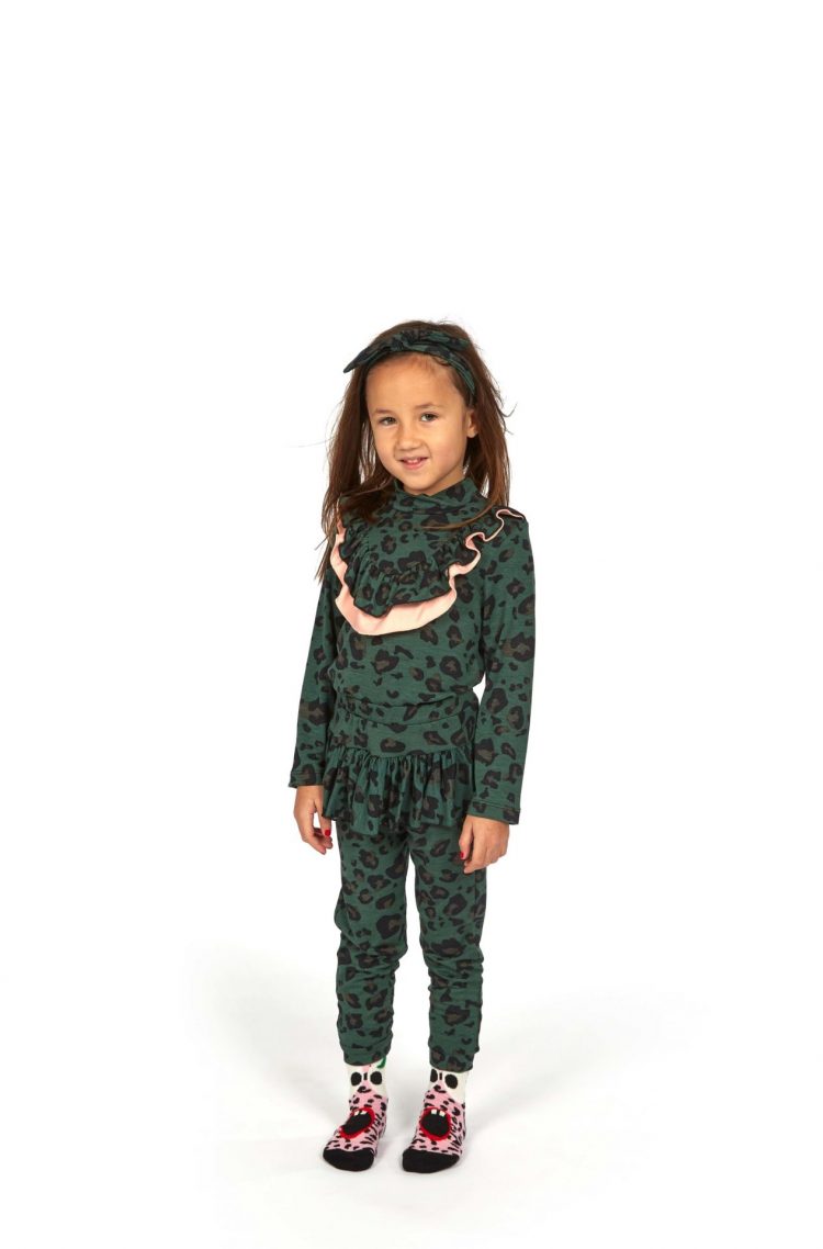 Green leopard pinted long sleeved T-shirt - WAUW CAPOW by Bangbang