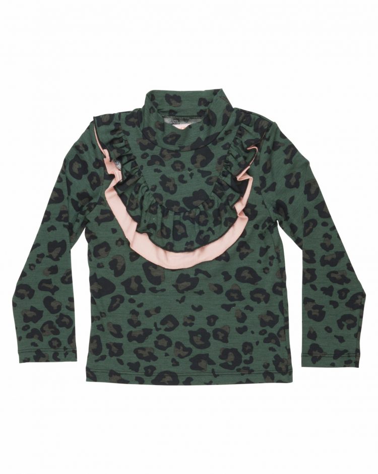 Green leopard pinted long sleeved T-shirt - WAUW CAPOW by Bangbang
