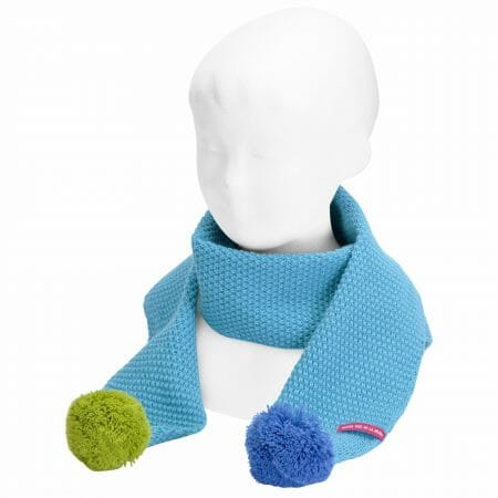 Kids blue scarf with pompoms - Cóndor