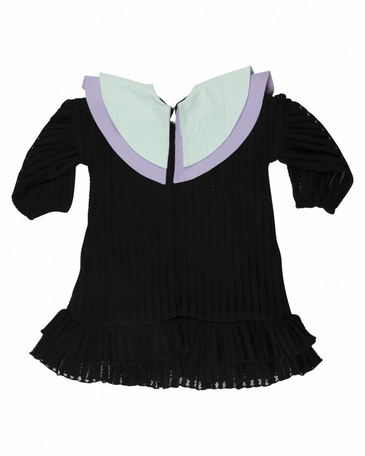 Girls' black dress with purple and mint collar - WAUW CAPOW by Bangbang