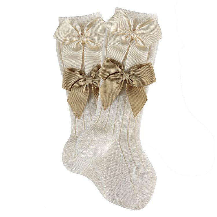 White knee socks with two bows - Cóndor