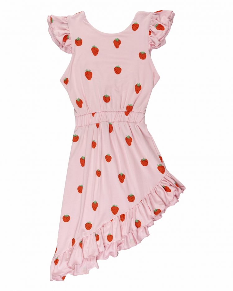 Pink girls` Strawberry dress - WAUW CAPOW by Bangbang