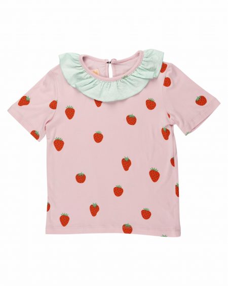 Pink Strawberry t-shirt for girls - WAUW CAPOW by Bangbang