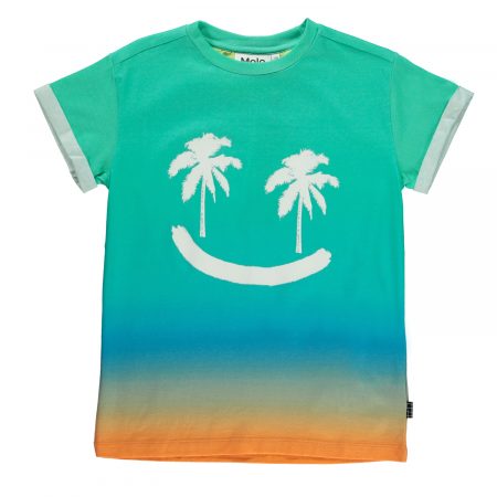 Blue Boys Green Cotton Palm T-Shirt - MOLO