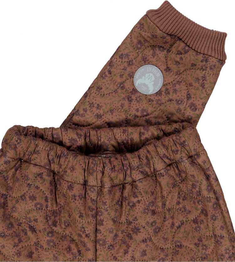 Girls bordo thermo pants with flowers - Wheat