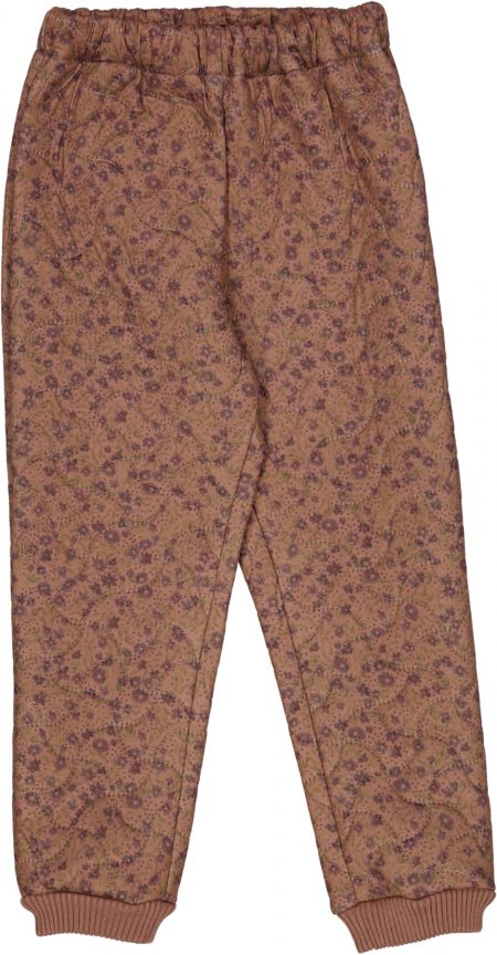 Girls bordo thermo pants with flowers - Wheat