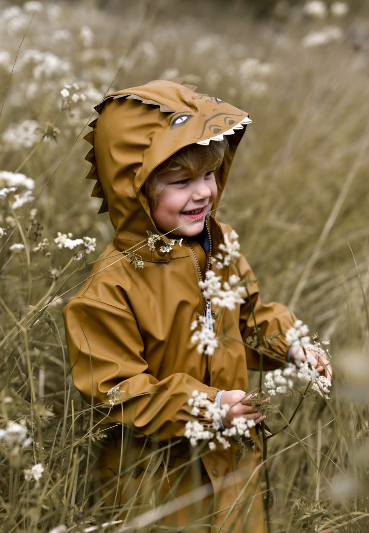 Brown kids croco rain coat - Mikk-line