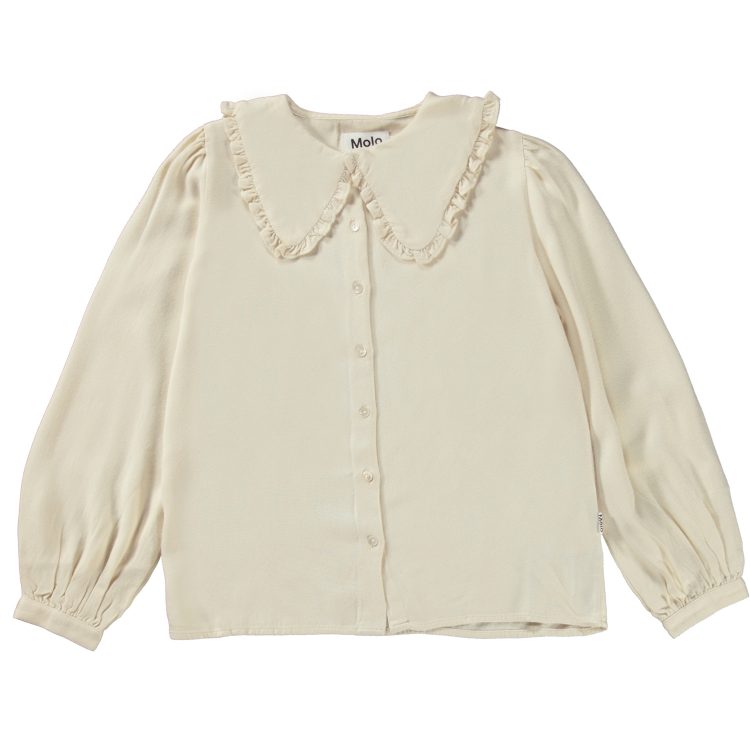 Girls` white blouse with a collar - MOLO