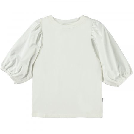 Girls` white top with puff sleeves - MOLO
