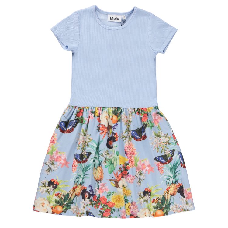 Light blue tropical girls dress - MOLO