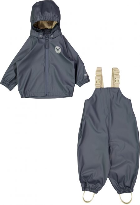 Navy blue Rainwear with elastic suspenders - Wheat