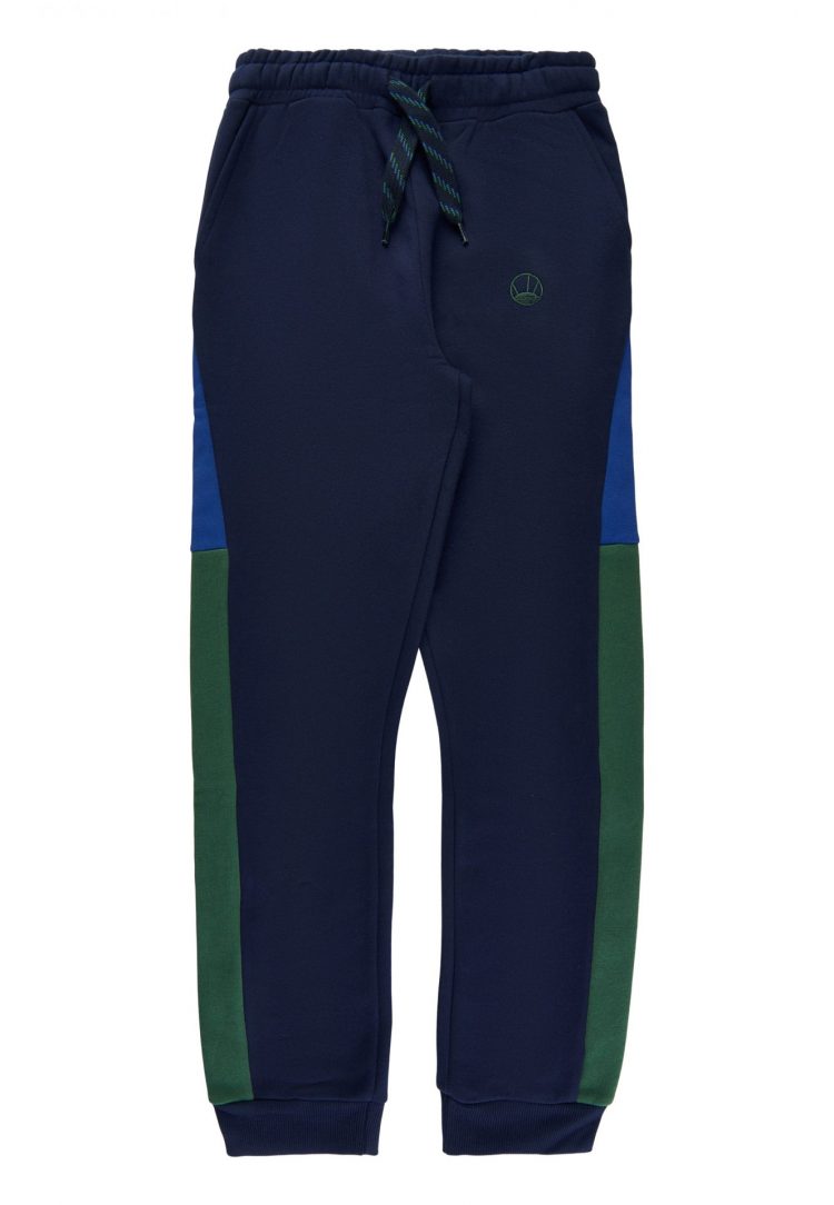 Navy blue three color blocks sweatpants - The New