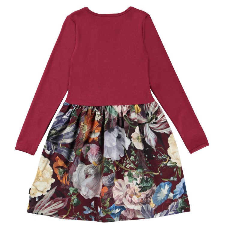 Bordo dress with colorful flowers - MOLO