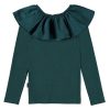 Girls` dark green collar top - MOLO