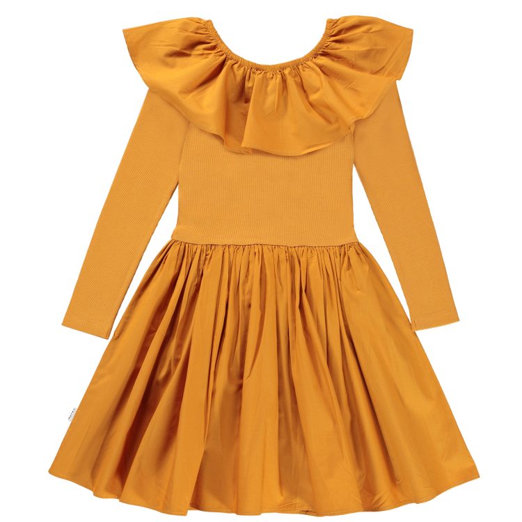 Girls` gold dress with collar - MOLO