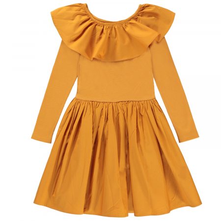 Girls` gold dress with collar - MOLO