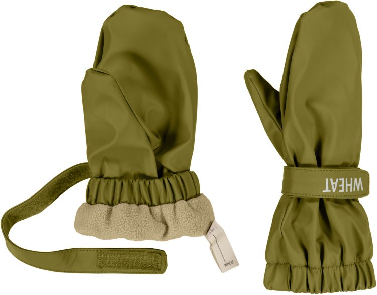 Green rain mittens - Wheat