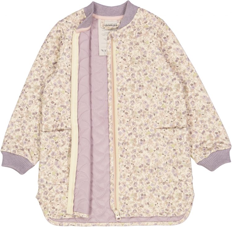 Long lilac flowers thermo jacket - Wheat