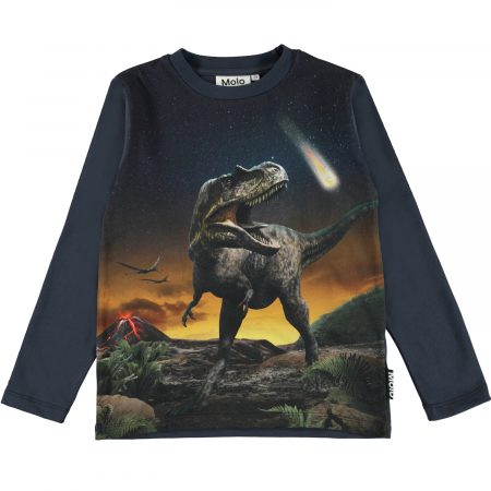 Tumši zils T-krekls ar lielu dinozauru - MOLO