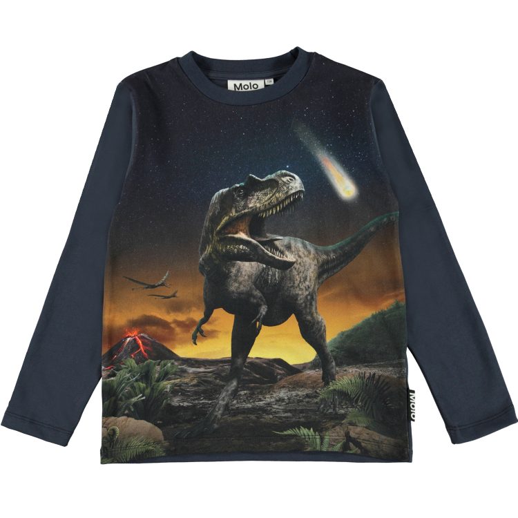 Navy blue T-shirt with large dinosaur - MOLO