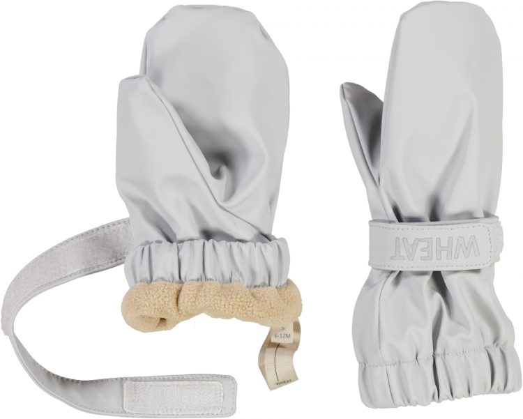 Powder blue rain mittens - Wheat