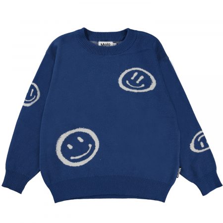 Smaidiņa sejas tumši zils džemperis - MOLO