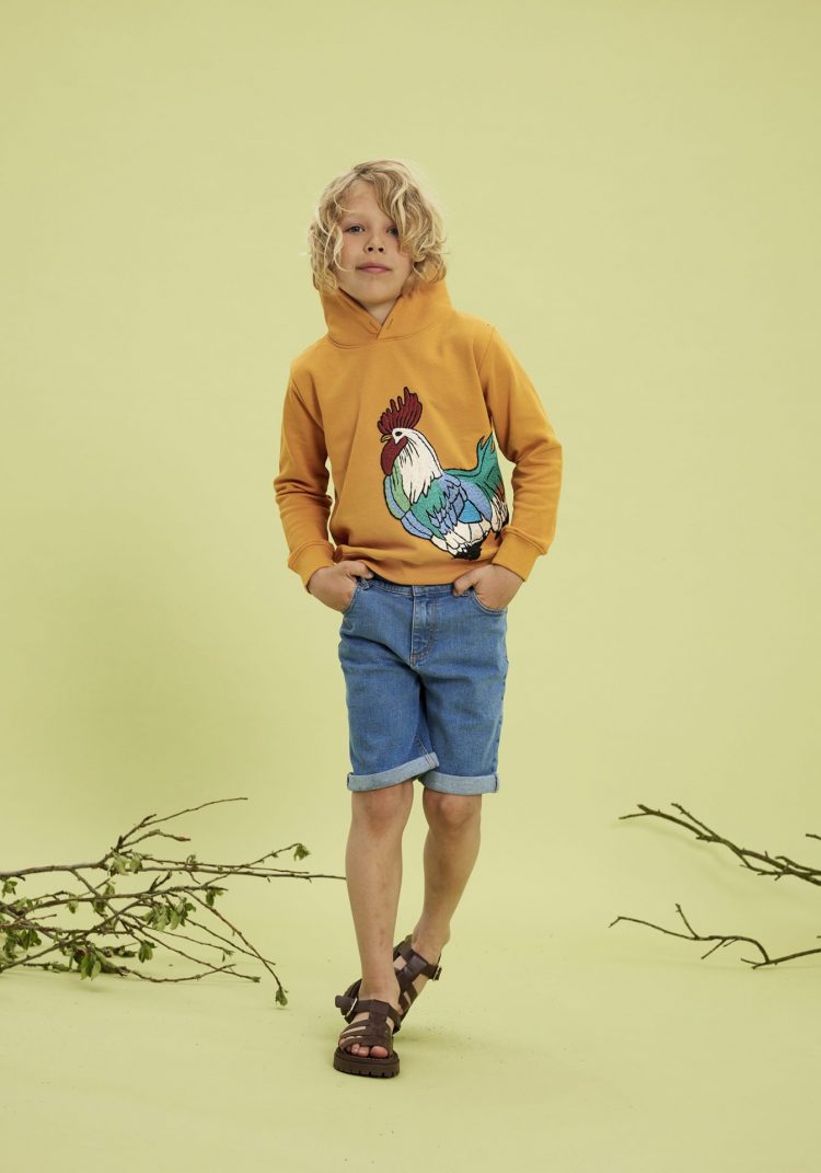 Yellow boys hoodie with rooster - Soft Gallery