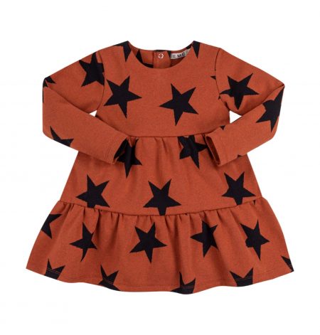 Girls` brown knitted dress with stars - Everything Must Change