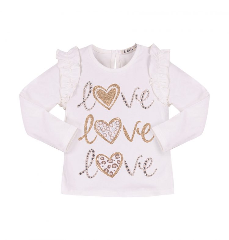 Girls Ivory Cotton Top with hearts - Everything Must Change