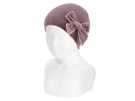 Iris knit hat with velvet bow - Cóndor