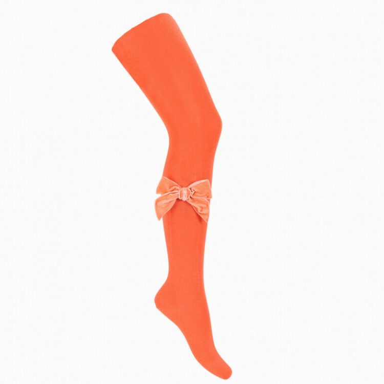 Orange tights with velvet bow - Cóndor