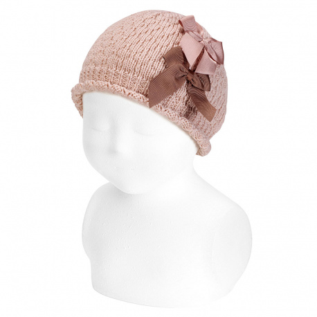 Pink girls` hat with ribbons - Cóndor
