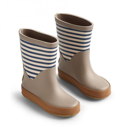 Blue stripe kids` rubber boots - Wheat