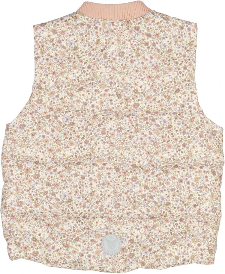 Flower puffer waistcoat for girls - Wheat