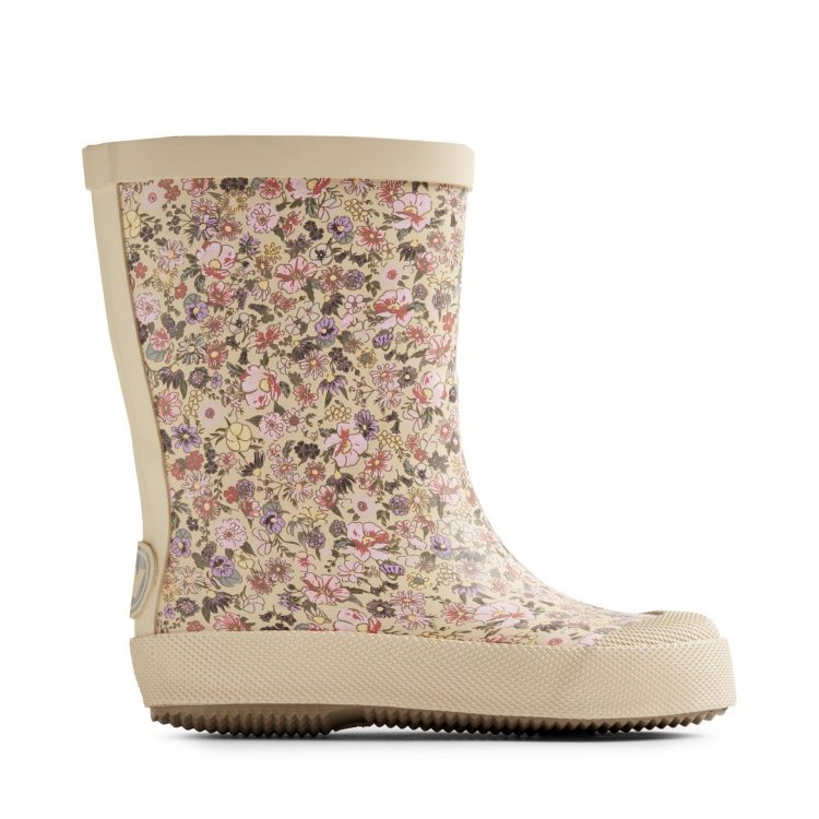 Girls` rubber boots with flowers - Wheat