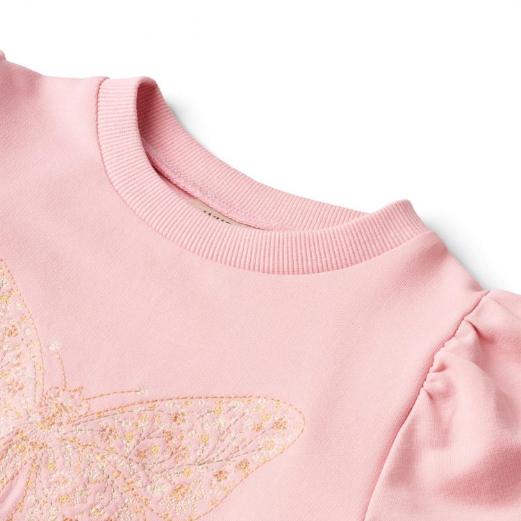 Girls` sweet pink sweatshirt  with butterfly - Wheat