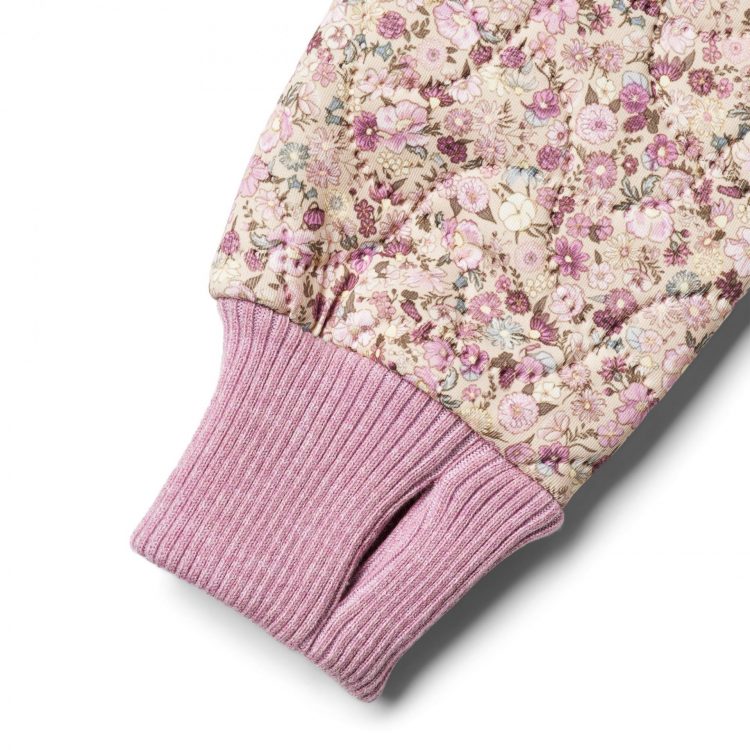 Girls` thermo jacket with pink flowers - Wheat