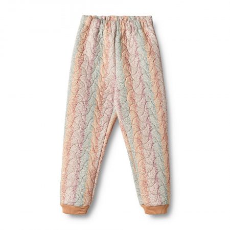 Girls` thermo Pants with rainbow flowers - Wheat