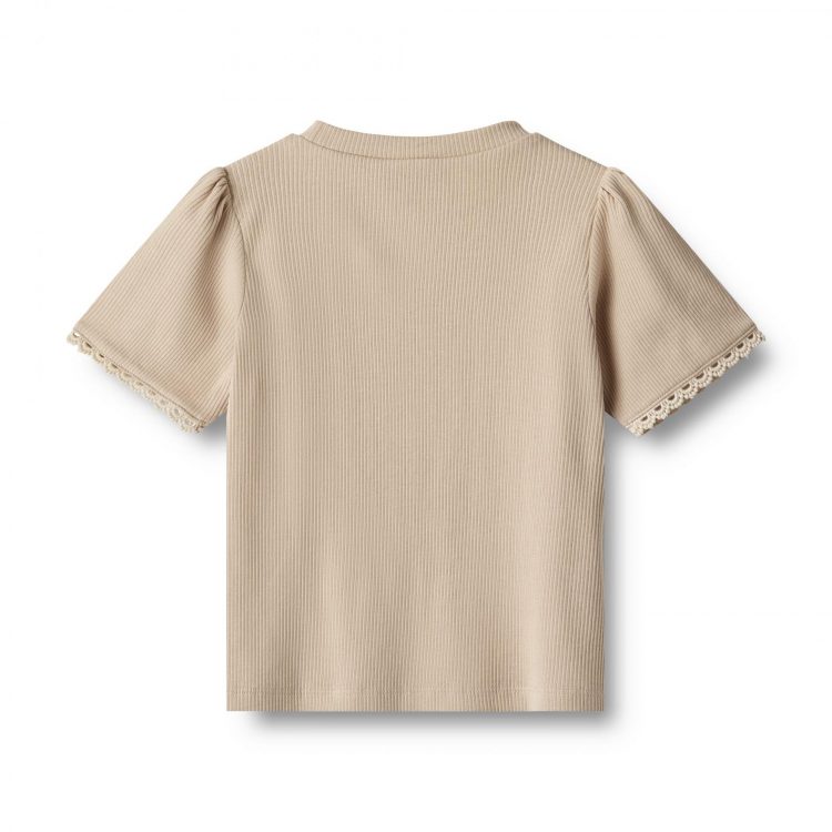 Gray short-sleeved rib T-shirt - Wheat