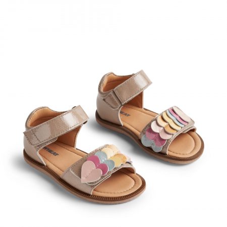 Open Toe sandals with hearts - Wheat