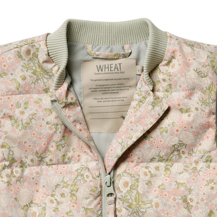 Summer Puffer Waistcoat with roses - Wheat